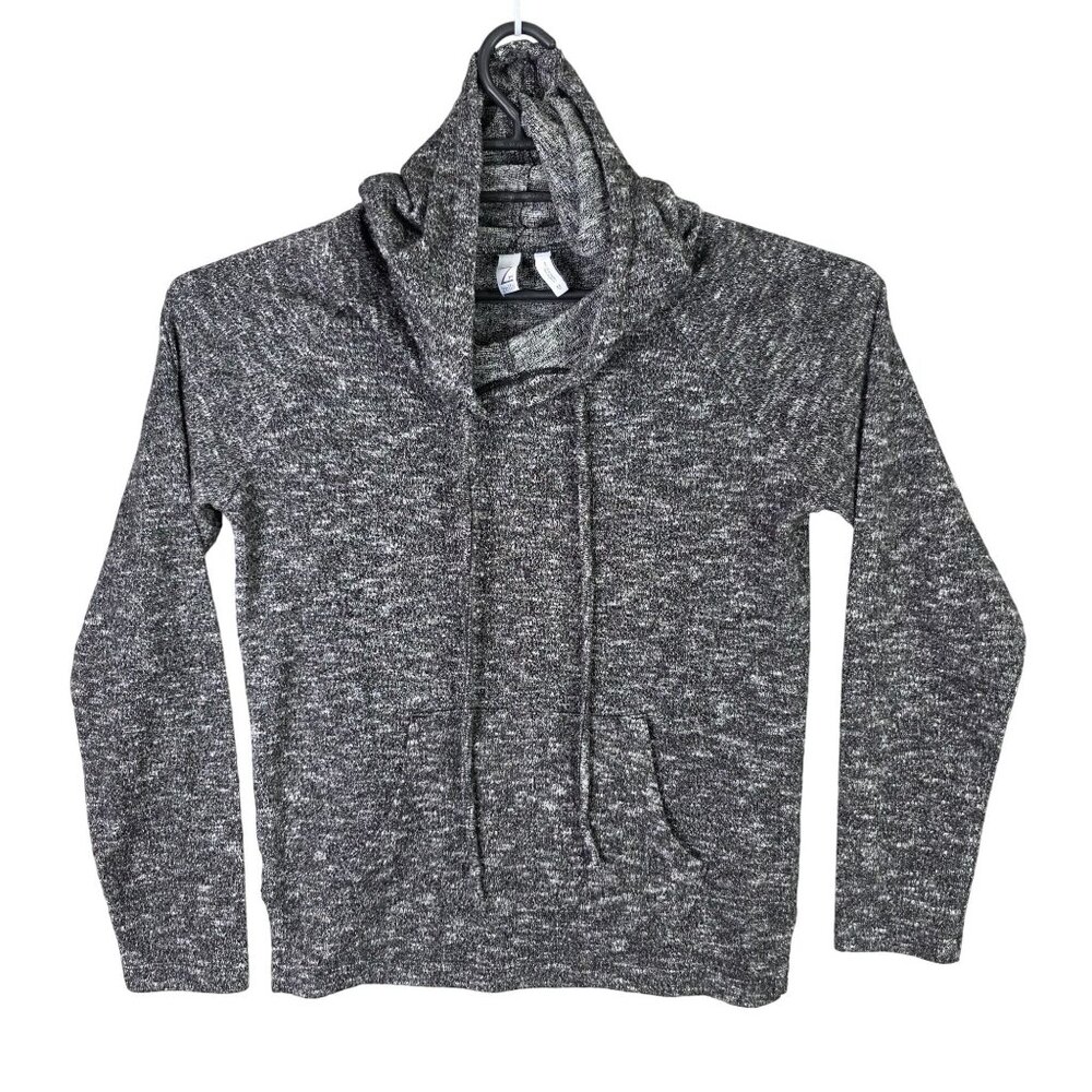 Womens Z By Zella Gray Knit Pullover Hoodie Sweatshirt Polyester Blend Stretch M